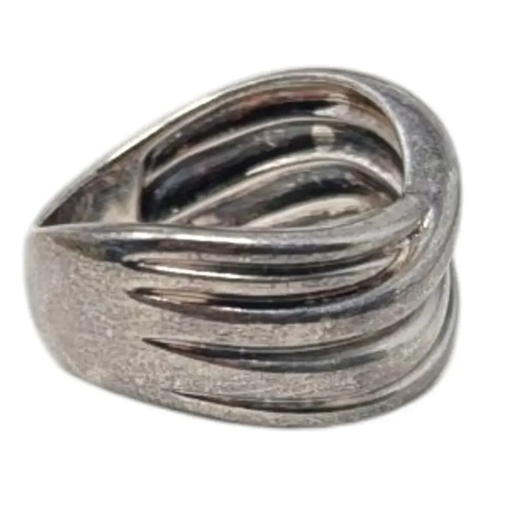 Sterling Silver (.925) Crisscross Cuff Band Ring Size 8, 7.89g Estate Jewelry